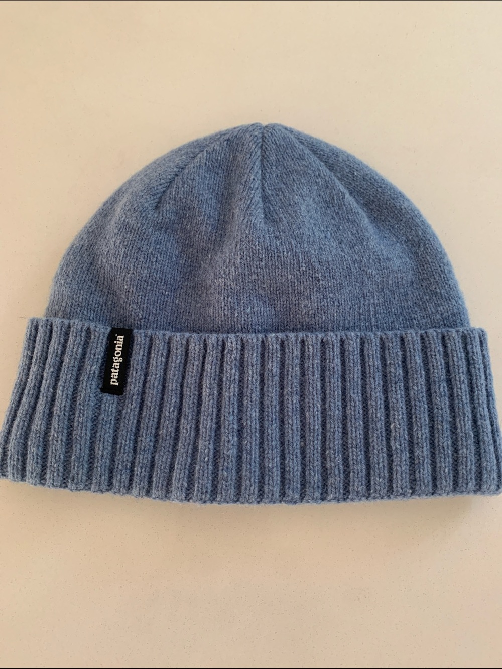 Patagonia Brodeo Beanie Hat Light Blue Recycled Wool Blend Unisex One Size